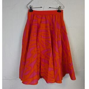 COS Colorful Midi Skirt Womens 2 Flare Orange Pink Dopamine Statement Bright